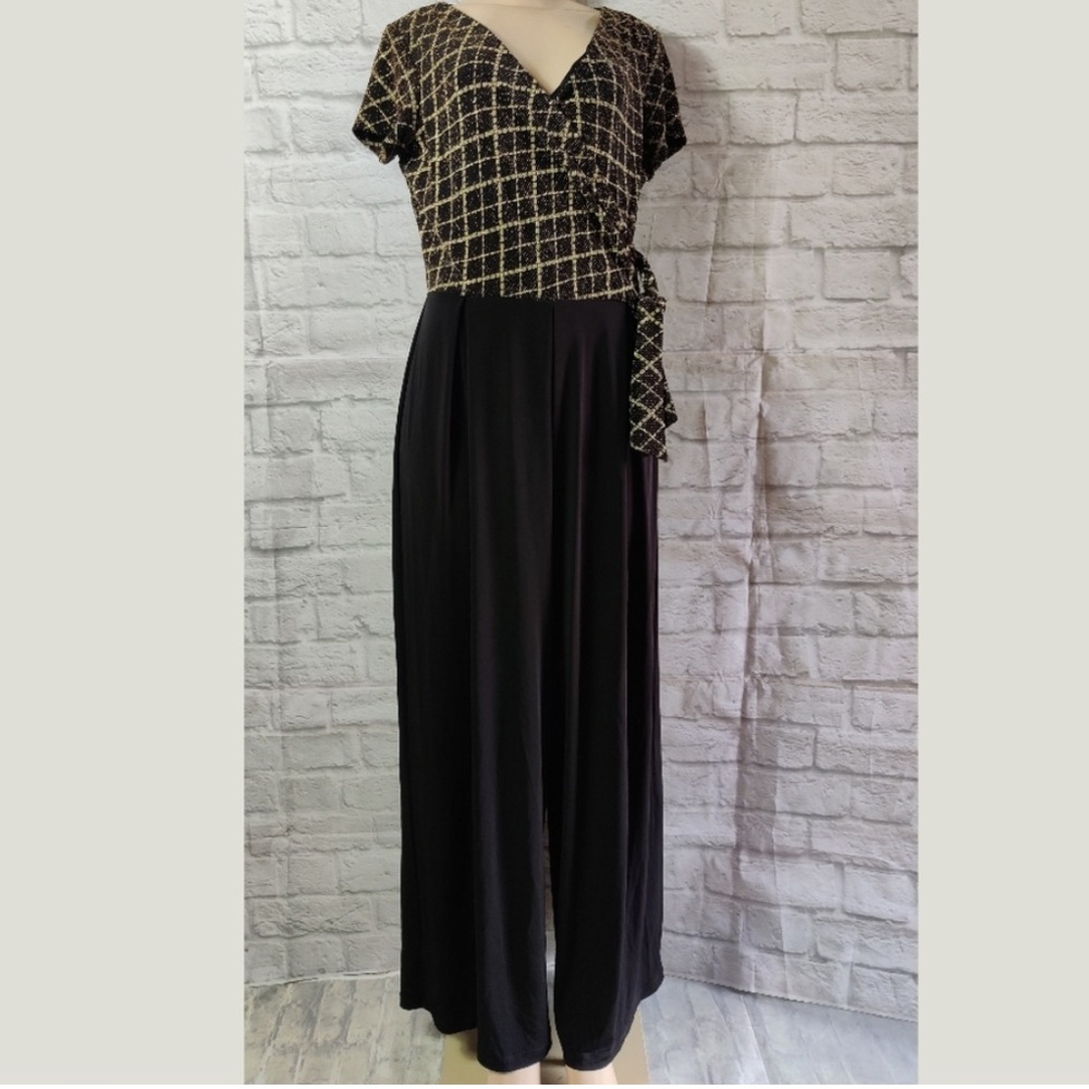 Chic Black and Gold Jumpsuit/ Size 10